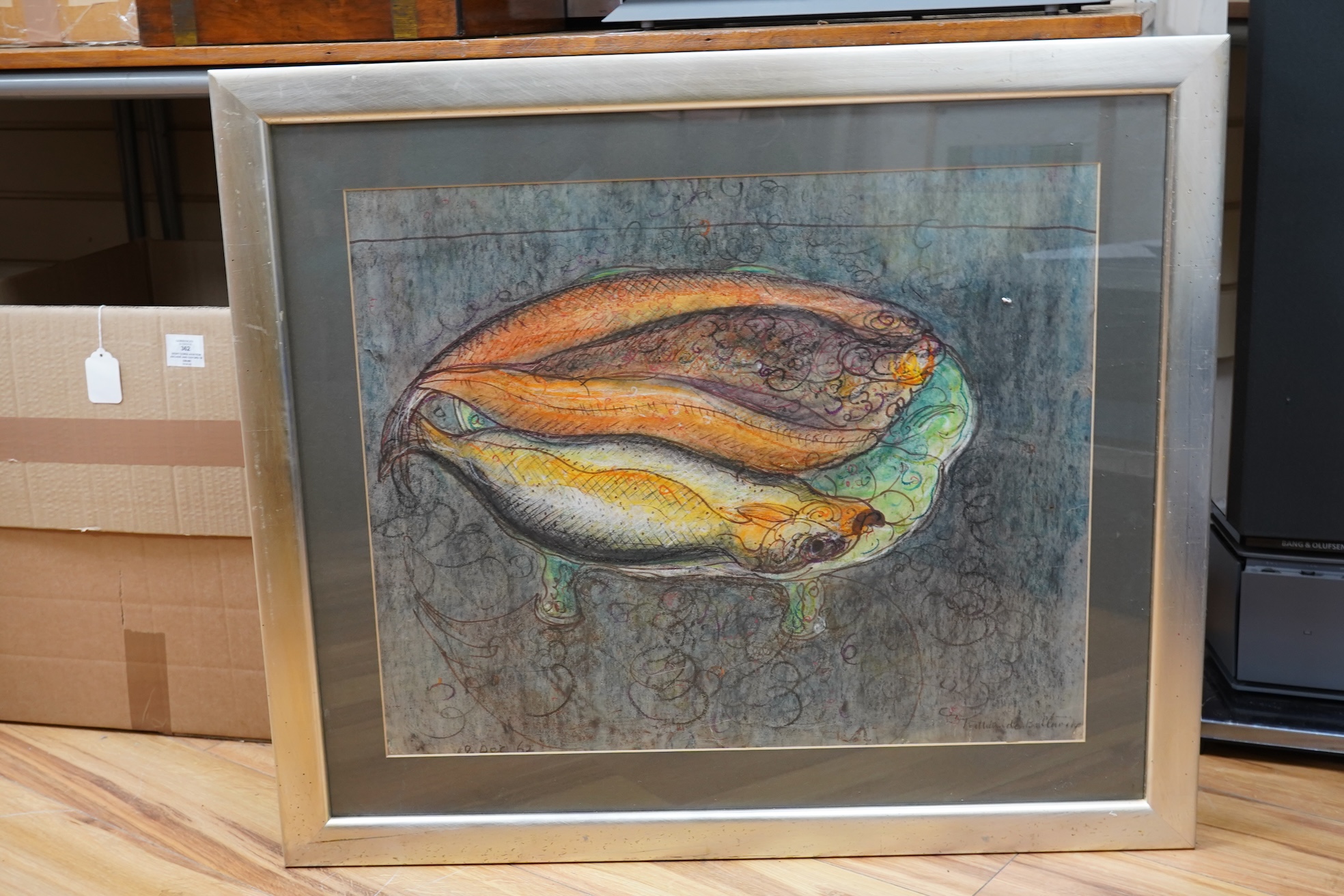 William de Belleroche (1912-1969), Still life of two dead fish, signed and dated 19th December ‘62, 50 x 62cm